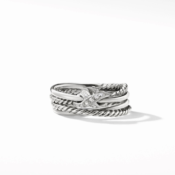 David Yurman x crossover band with pave diamonds size 6 - Picture 2 of 6